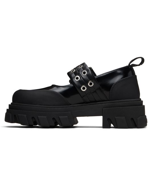 Ganni Black Cleated Ballerina Box Loafers