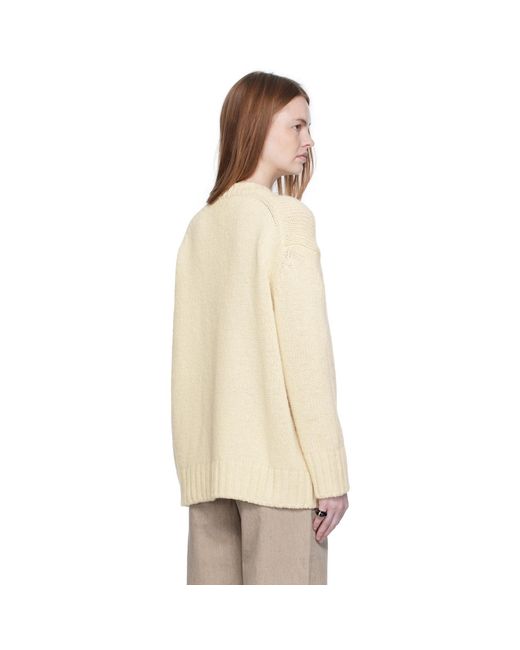 ARCH THE Natural Off- Basic Round Neck Knit Sweater