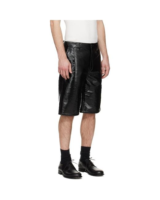 Courreges Black Hammer Vinyl Shorts for men