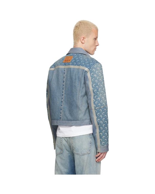 MARINE SERRE Blue Regenerated Boxy Denim Jacket for men