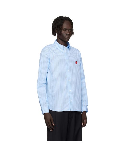 KENZO Blue Paris 'Boke Flower' Embroidered Casual Shirt for men
