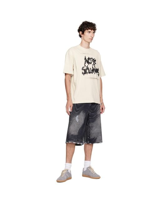 CAMPERLAB Gray Distorted Print Distressed Denim Shorts for men