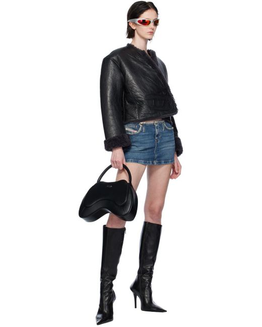 DIESEL Black L-shear Leather Jacket