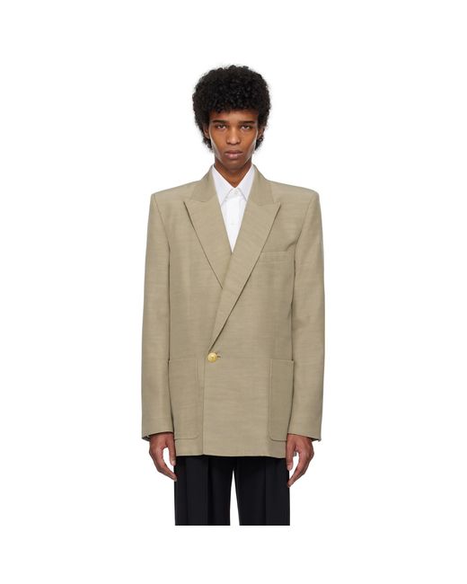 Balmain Natural Double-Breasted Blazer for men