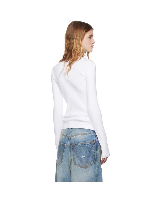 Off-White c/o Virgil Abloh White 'Off' Stamp Rib Long Sleeve Crew T-Shirt
