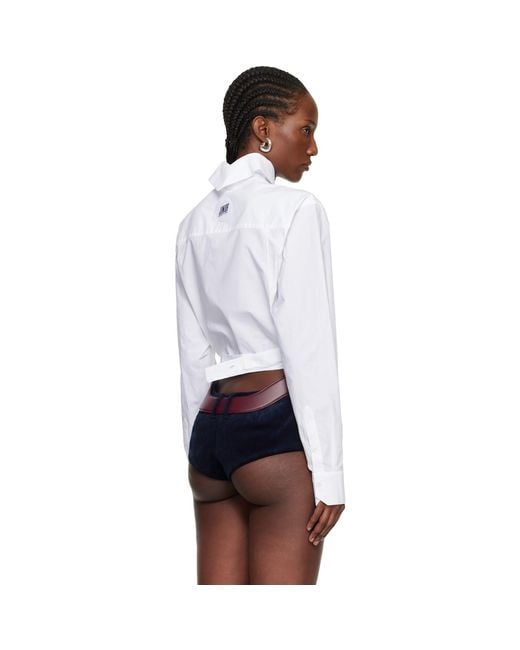 Jean Paul Gaultier White 'The Cropped Cache-Coeur' Shirt