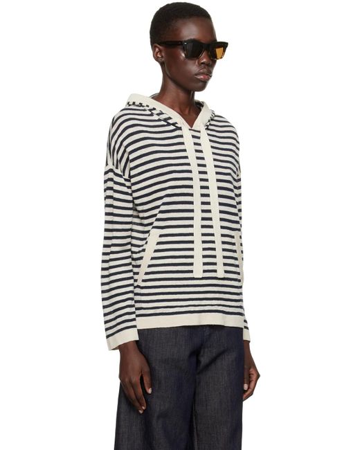 Max Mara Black Limosa Striped Linen-knit Hooded Jumper
