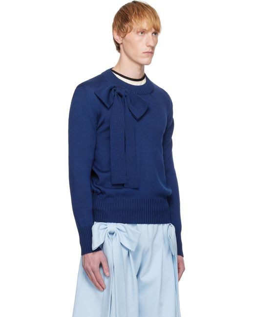 メンズ Andrej Gronau Ssense限定 ネイビー Wide Hem リブ セーター Blue