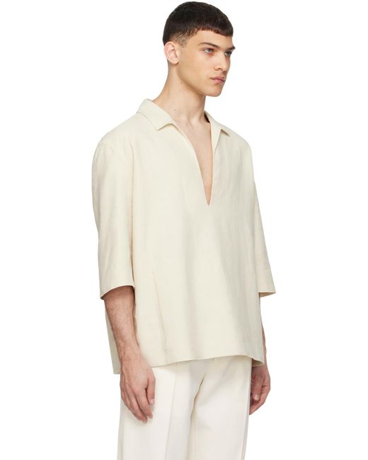 Chemise blanc cassé à patte fendue - oasi lino Zegna pour homme en coloris Natural