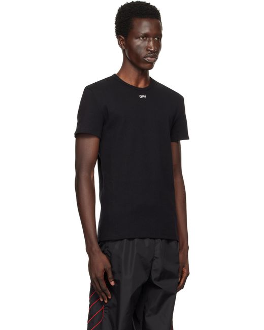 メンズ Off-White c/o Virgil Abloh ブラック Off Stamp シェイプド リブTシャツ Black