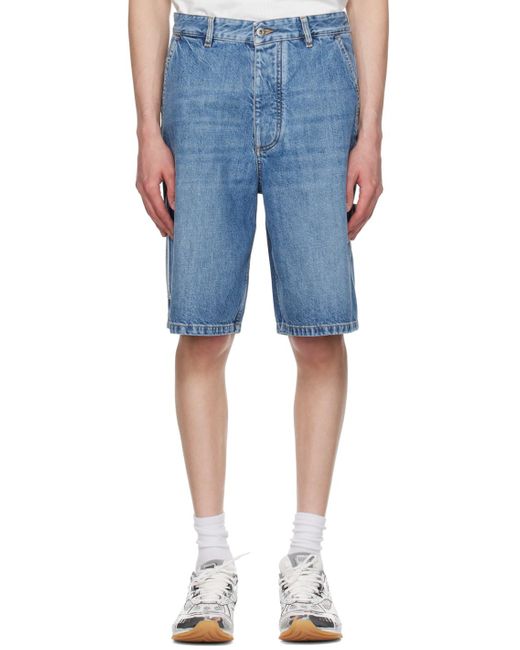 Bottega Veneta Blue Vintage Denim Cargo Shorts for men