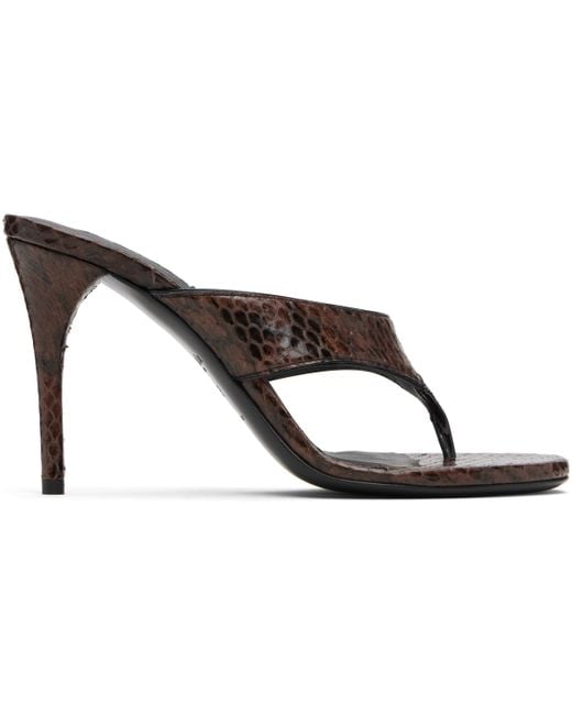 Sandales À Enfiler Brunes En Cuir D'Élaphe À Bride De Style Tong Alaïa en coloris Black