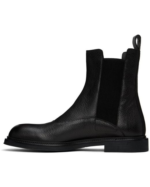 Emporio Armani Black Grained Leather Chelsea Boots for men