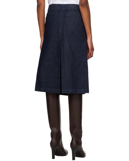 Dries Van Noten Blue Pleated Denim Midi Skirt