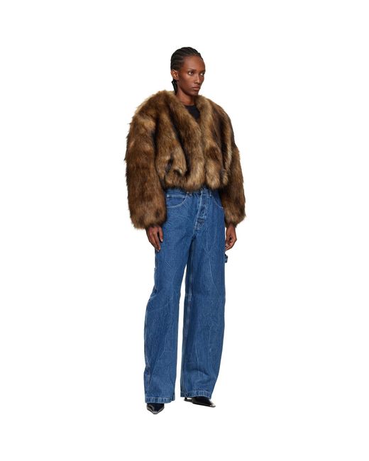 Alexander Wang Brown Cropped Faux-Fur Jacket
