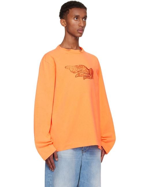 【ACNE STUDIOS】 Printed long sleeve top Acne Studios Printed Long-Sleeve Logo T-Shirt in Orange for