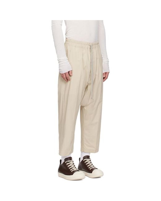 Rick Owens Natural Temple Drawstring Cropped Trousers for men