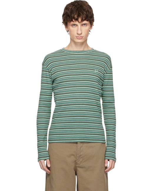 【ERL】GREEN STRIPED LONG SLEEVED TEE M ERL Striped Long Sleeved T-Shirt in Green for Men | Lyst