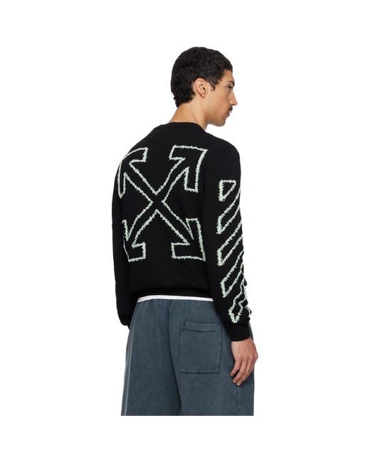 Off-White c/o Virgil Abloh Black Diagonal Outline Knit Crewneck Sweater for men