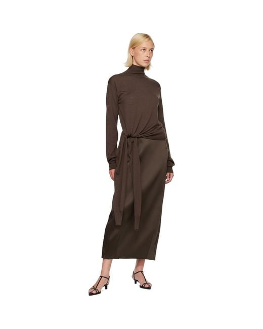 Rohe Brown Balloon Column Midi Skirt