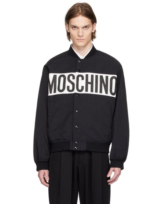 Moschino Black Printed Bomber Jacket for men