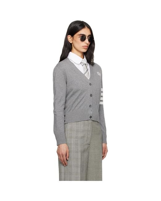 Thom Browne Black Tennis Racquets 4-Bar Cotton V-Neck Cardigan