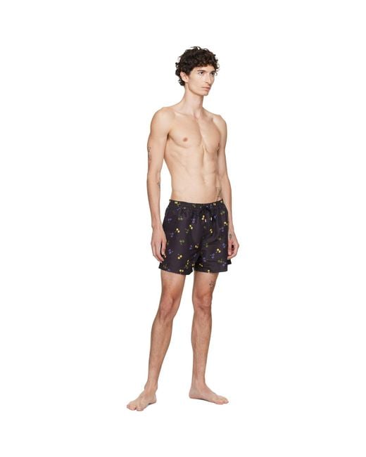 Paul Smith Black 'Cherries' Swim Shorts for men