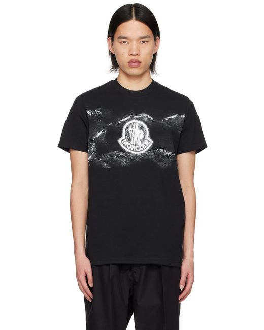 T-shirt lavé en pièce noir Moncler pour homme en coloris Black