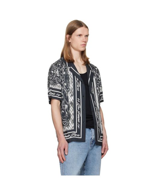 Balmain Black Printed Foulard Pyjama Shirt for men