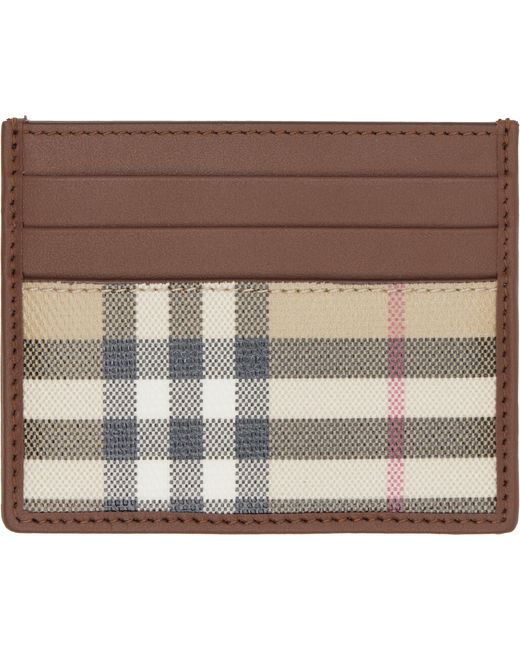 Burberry Brown Check Card Holder for men