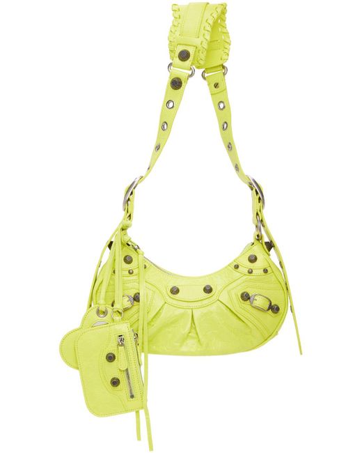 Balenciaga Yellow Green Xs 'le Cagole' Shoulder Bag