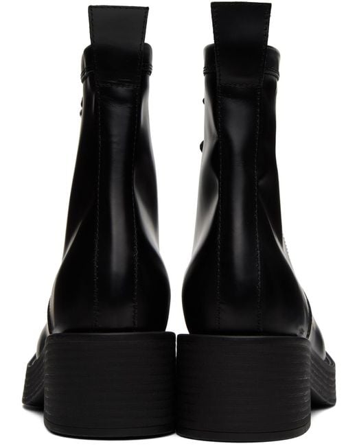 Bottines noires en cuir verni MM6 by Maison Martin Margiela en coloris Black