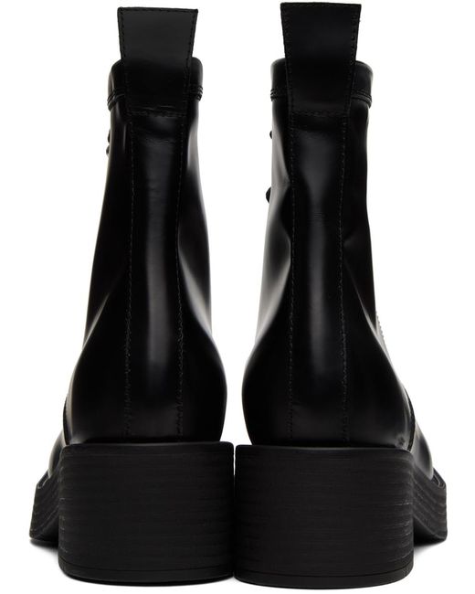 MM6 by Maison Martin Margiela Black Lace-up Leather Ankle Boots