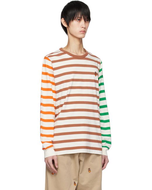 メンズ Pop Trading Co. Miffyコレクション オフホワイト ボーダー 長袖tシャツ Multicolor