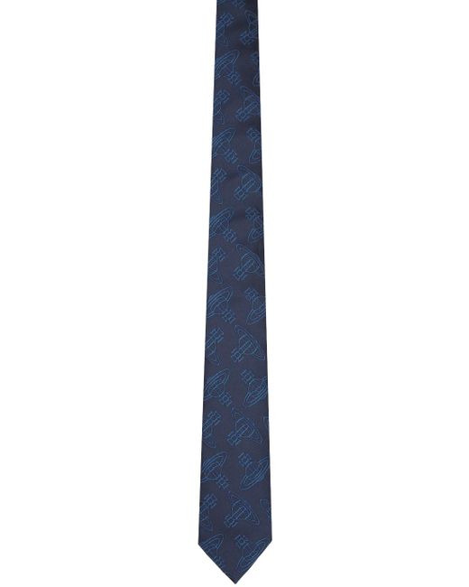 Cravate bleu marine à motif à orbe en tissu jacquard Vivienne Westwood pour homme en coloris Black
