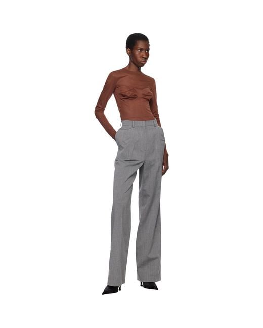 Pushbutton Black Shoulder Puff Trousers