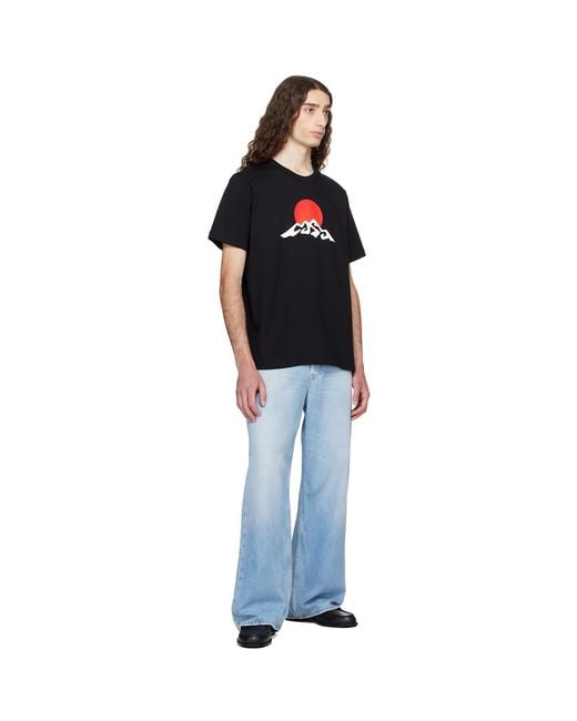 Casablanca Black Montagne Snow Print T-Shirt for men