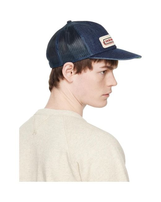 RRL Blue Logo-Patch Denim Trucker Cap for men