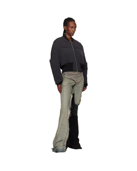 Rick Owens Black Concordians Girdered Cropped Bomber Down Jacket