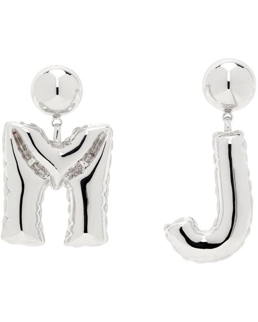 Marc Jacobs White Silver 'the Mj Balloon' Earrings