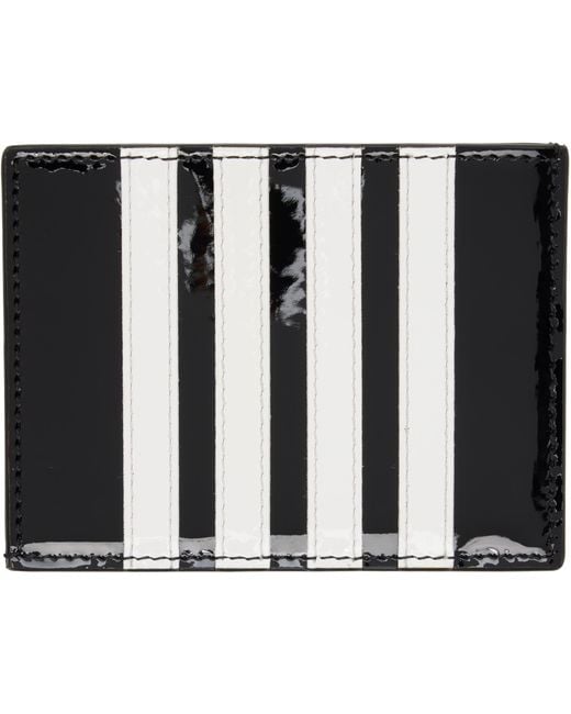 Thom Browne Black Thom E Patent 4-bar Note Compartment Card Holder for men