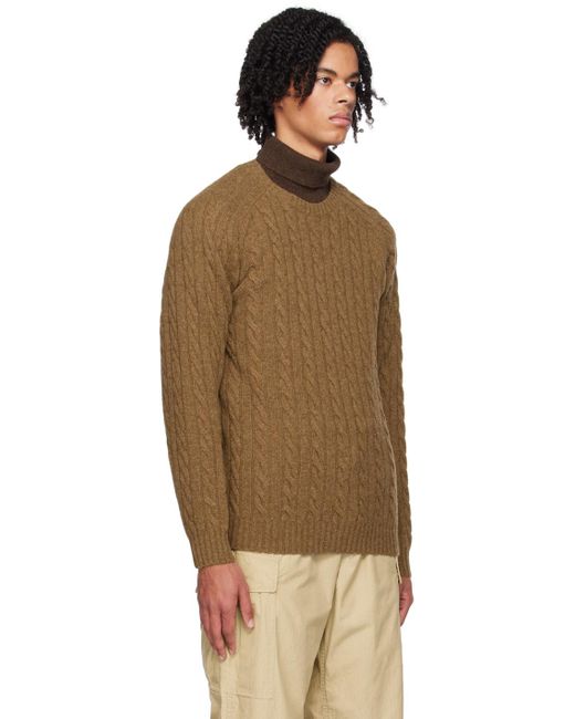 Beams Plus Brown Crewneck Sweater for men