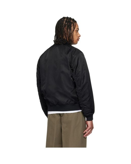 HUGO Black Water-Repellent Stack Logo Bomber Jacket for men