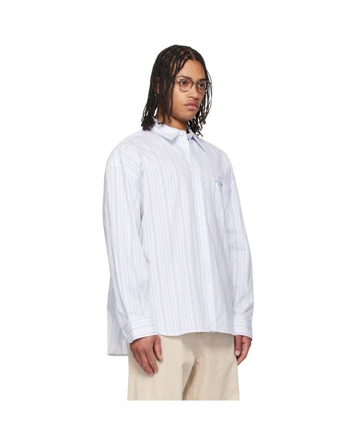Wooyoungmi White Oversized Stripe Shirt for men