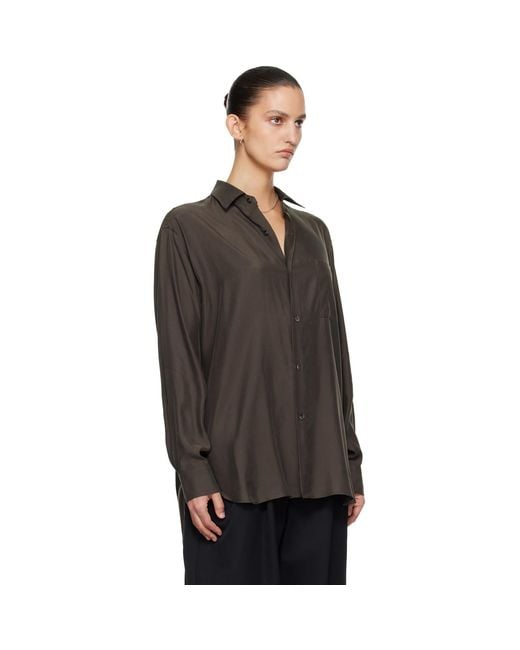 Ssstein Black Cupro Twill Oversized Ls Shirt