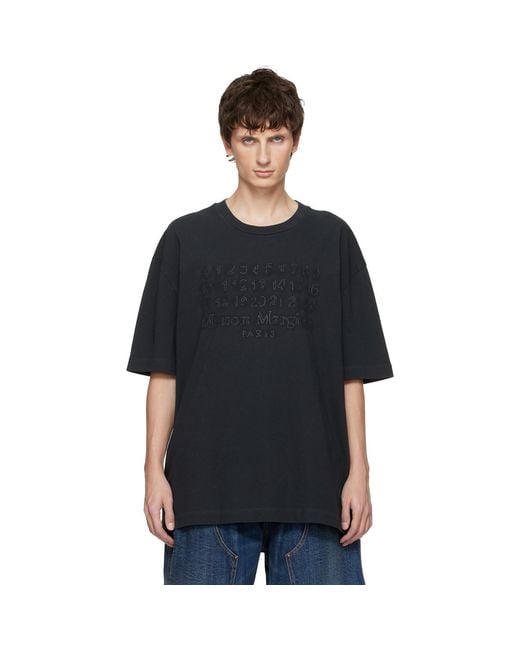 Maison Margiela Black Embroidered Logo T-Shirt for men