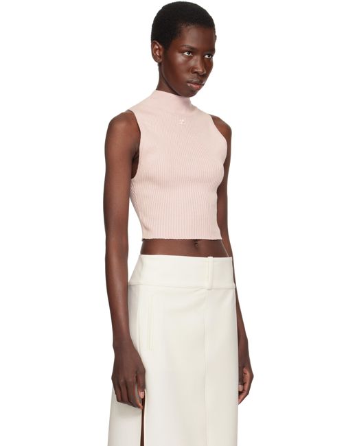 Courreges Multicolor Mockneck Light Rib Cropped Tank Top