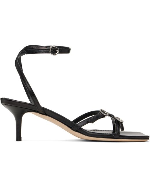 Aeyde Black Libby Leather Kitten Heeled Sandals