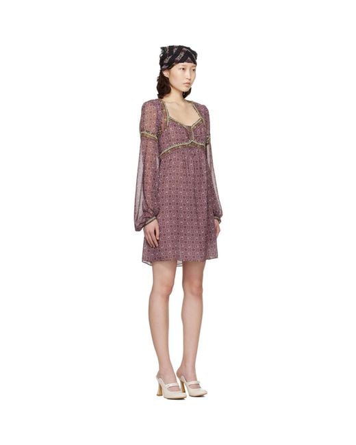 Anna Sui Red Puff Sleeve Minidress