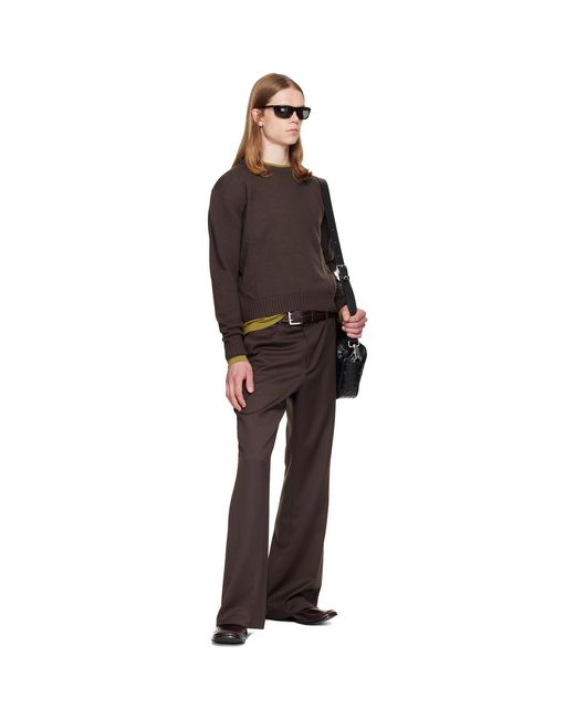 TONYWACK Brown Wool & Silk Layered Sweater for men